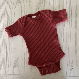 Kate Quinn Deep Red Ribbed Cotton Onsie